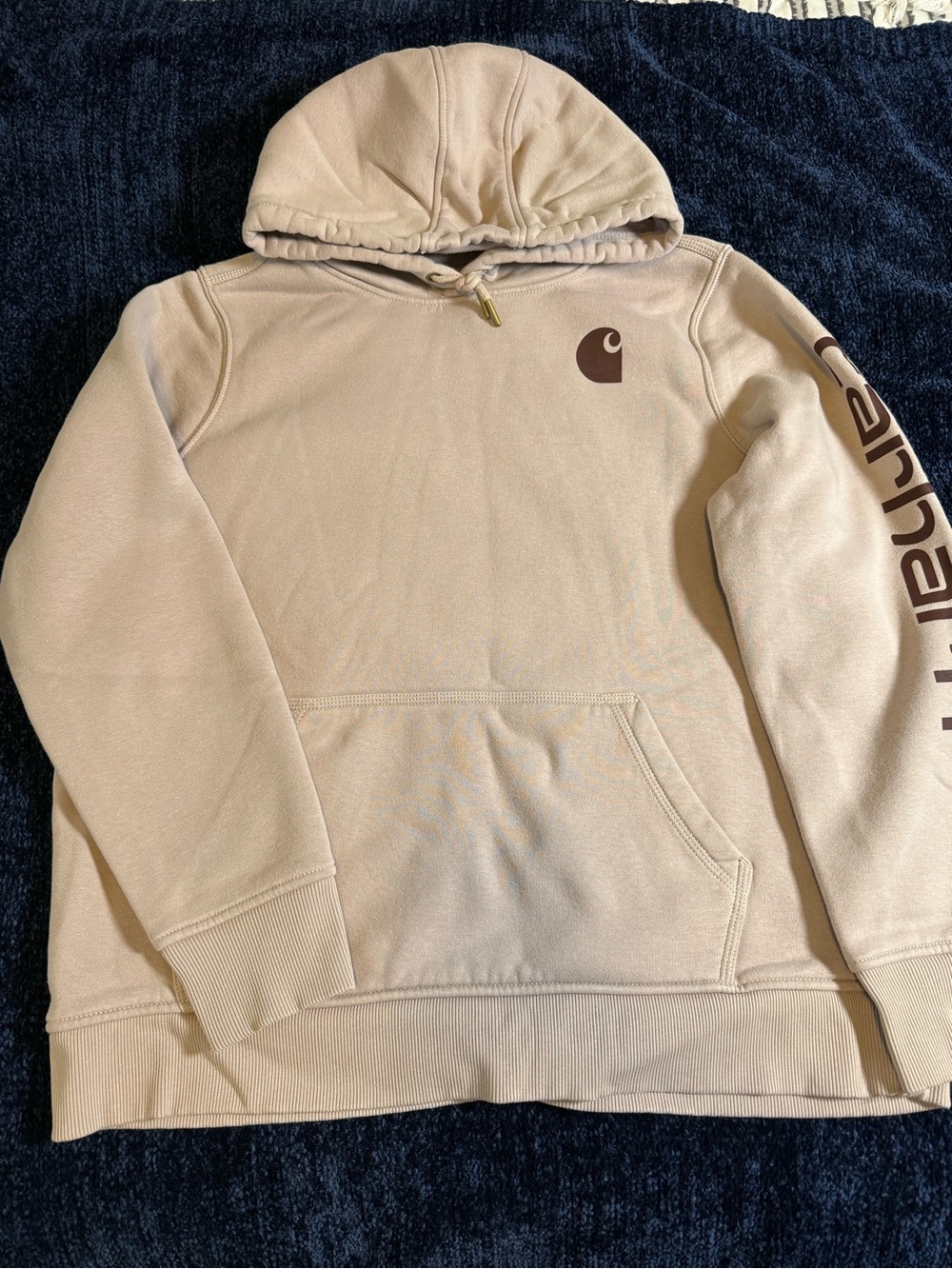 Carhartt Relaxed Fit Logo Sleeve Hoodie Women’s XL Pink Brown Pullover